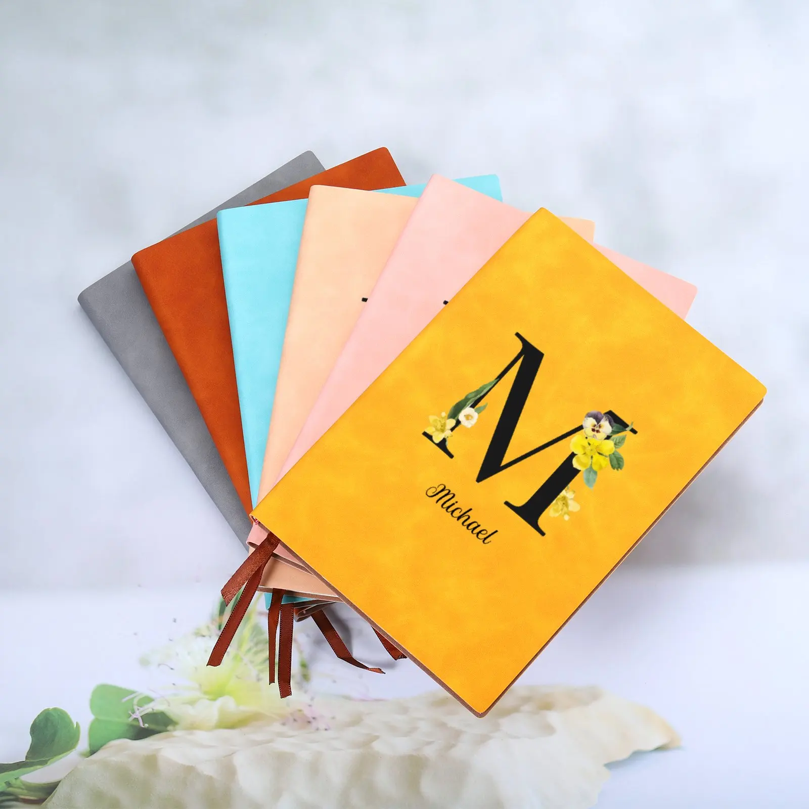 

Personalized Custom Name Journal Gifts Initials Colorful Notebook Anniversary Birthday Gifts for Friend Leather Notepad Supplies