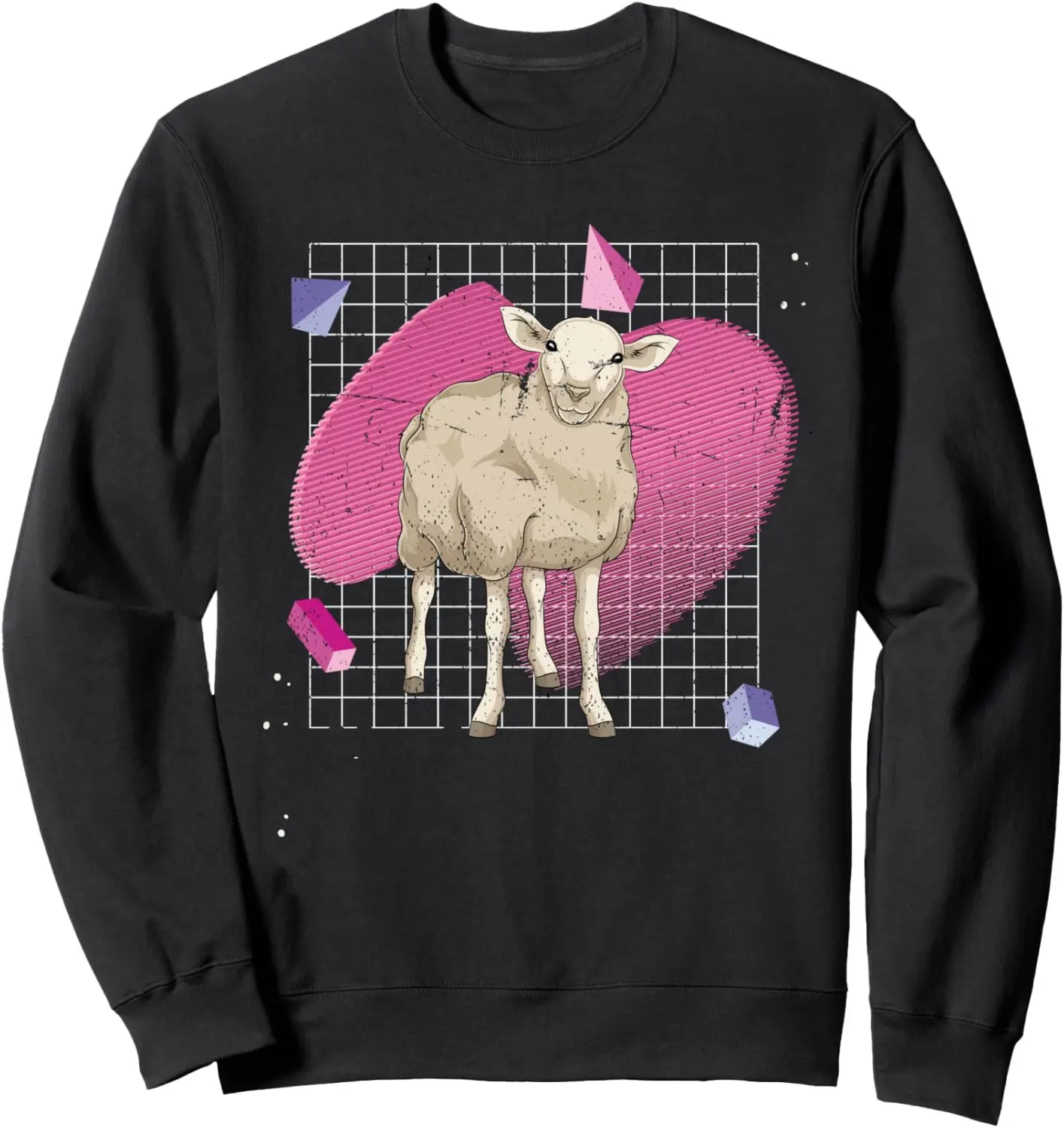 Vaporwave 90s Art Farming Farm Animal Farmer Sheep Sweatshirt