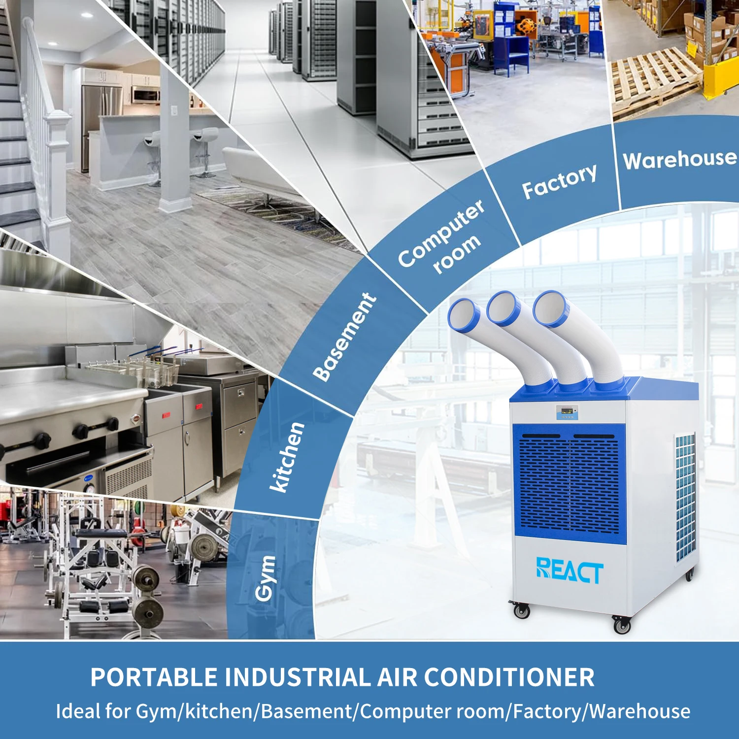 60000BTU Large Spot air Conditioner Portable Industrial air Conditioner Commercial 6Tons AC Portable Air Conditioner