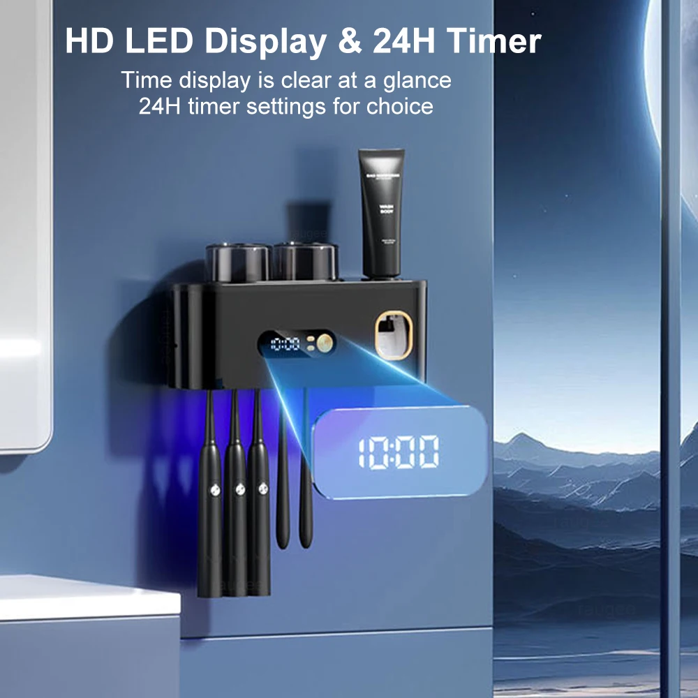 معقم فرشاة الأسنان بالأشعة فوق البنفسجية المحمولة حامل تعقيم فرشاة الأسنان الكهربائية القابلة لإعادة الشحن على الحائط مجفف فرشاة الأسنان الكهربائية