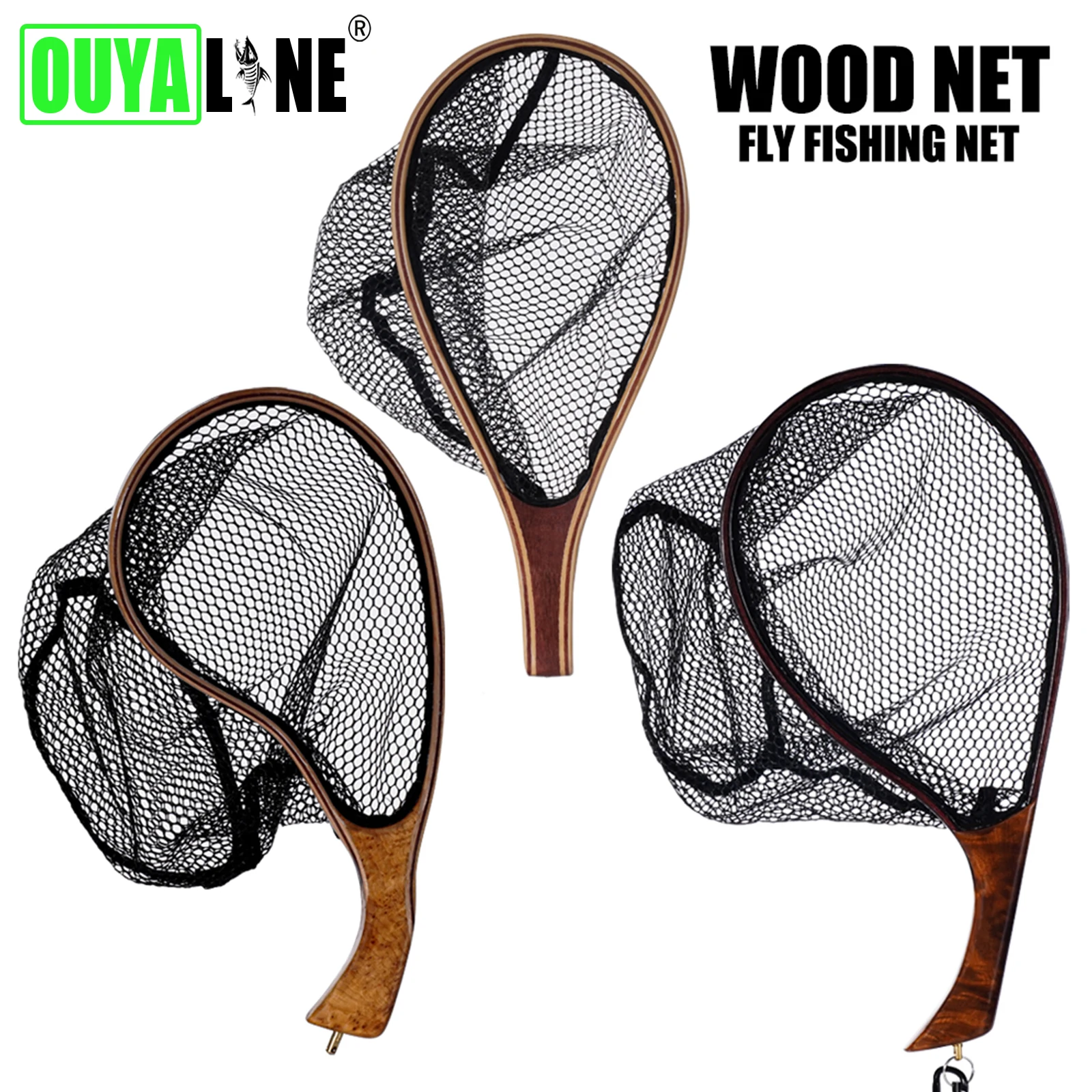 High Grade Fishing Net Wooden Handle Wood Mini Fly Fishing Tackle for Trout Landing Net Bass Pike Tools Catch and Release