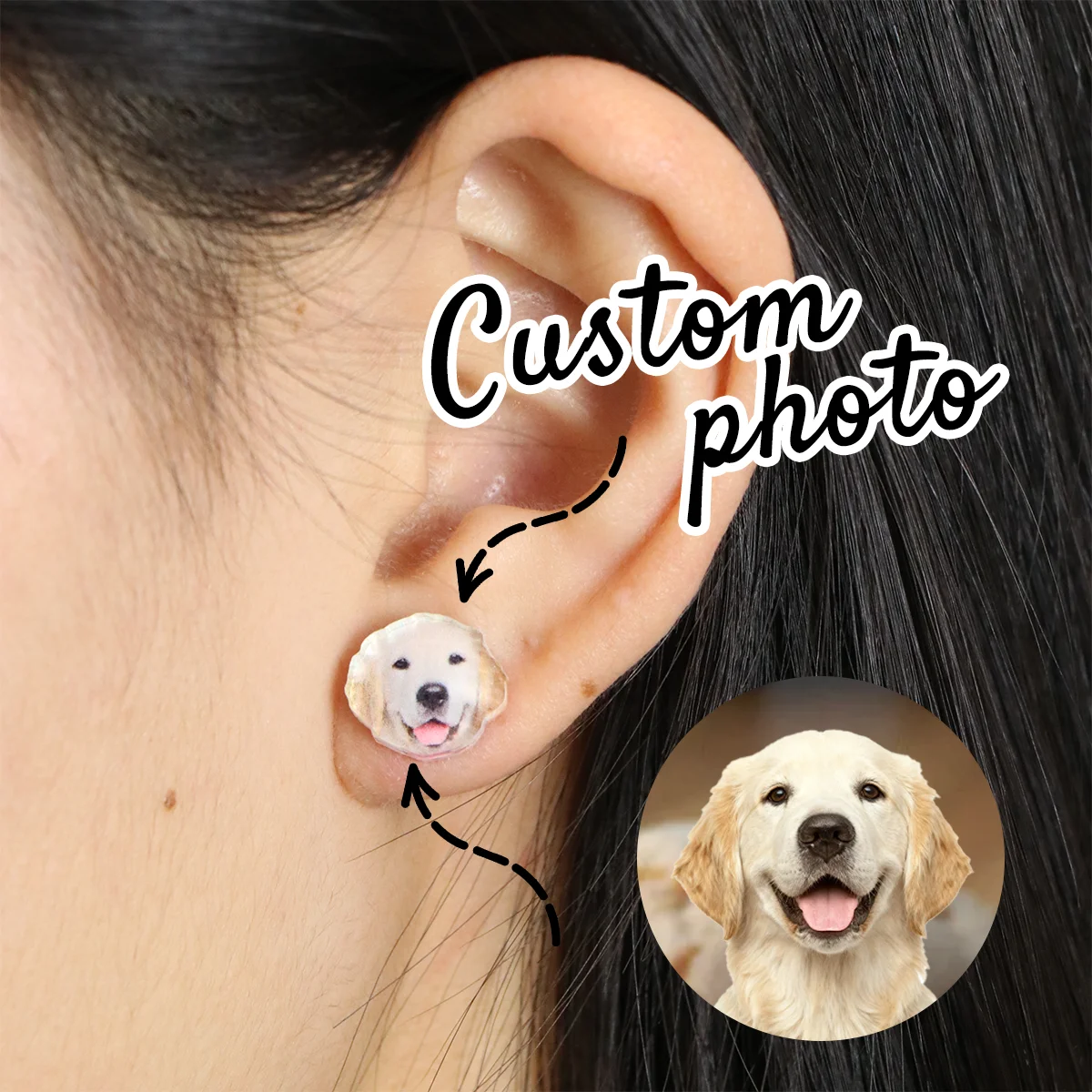 Custom Photo Acrylic Earrings, Personalized Earrings For Women, Customized Earrings, Customizable Picture Dangle Earrings,
