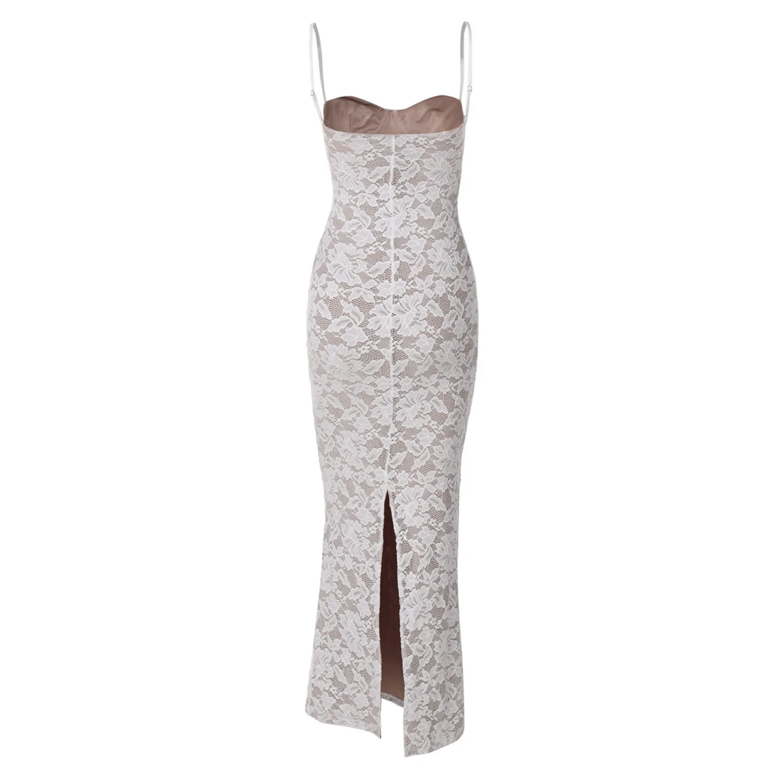 女性用花柄ドレス、ゲスト用ボディコンマキシドレス、シアーキャミドレス、レーススパゲッティストラップドレス、カクテル、結婚式、パーティー、プロムガウン