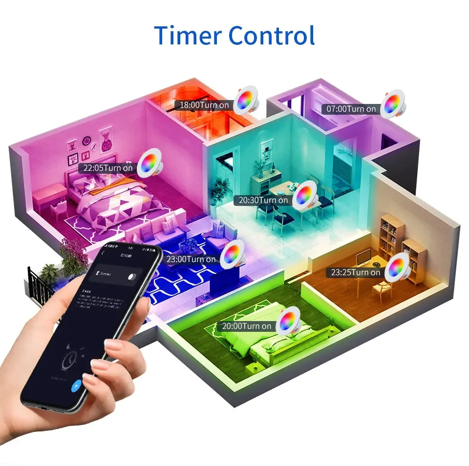 Tuya Smart LED Downlight 220V 10W Bluetooth RGB Dimmable Ceiling Lamp RF 2.4G Remote Smart Life APP Control Bedroom Living Room