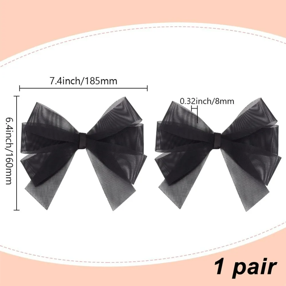 1 Pair Bow Shoe Clips Wedding Organza Bows Shoe Accessories Bridal Removable Hook and Loop Fastener White Bowknot making kit