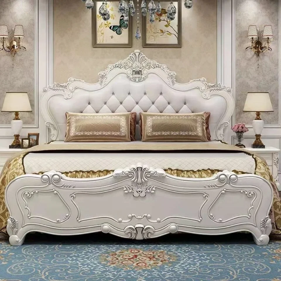 

Beauty European Bed Luxury Frame Modern Simple Princess Bed Castle Double Design Nordic Beauty Wooden Beliche Salon Furniture