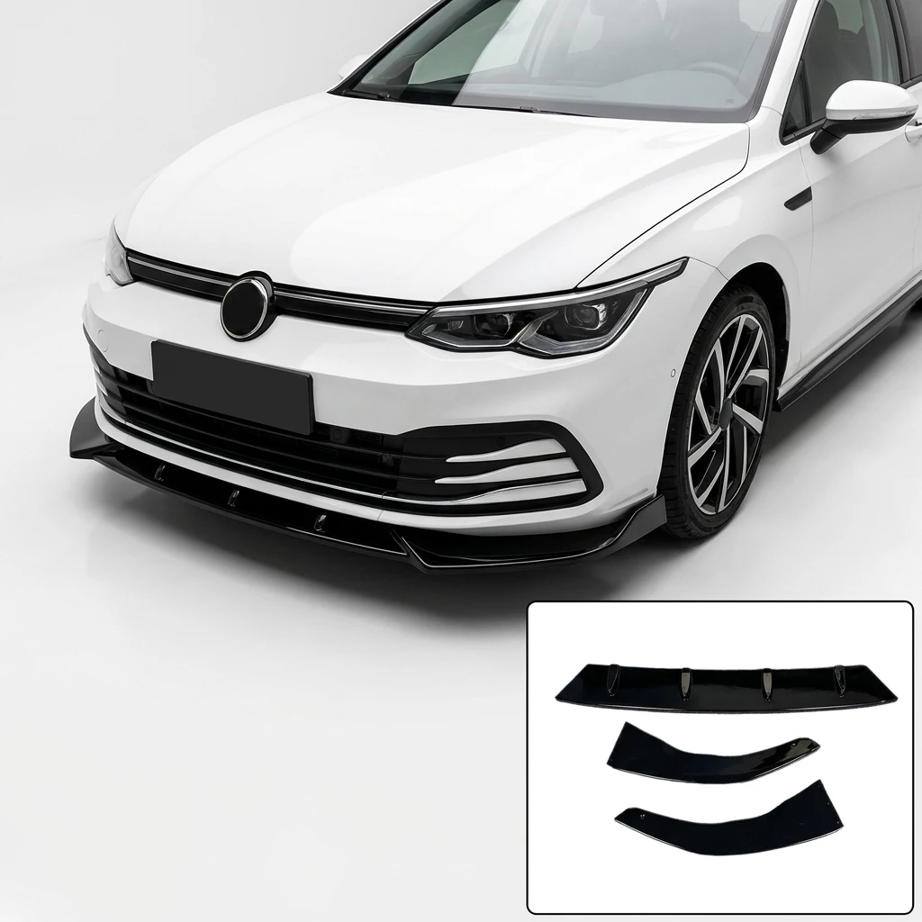 Modifizierte Frontlippe in Schwarz für VW Golf 8 MK8 GTI GTD GTE R-Line 2020-2023