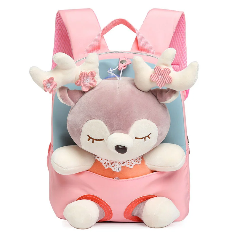 Girls and Children\'s Cute Preschool Backpack with Small Dolls Filled Animal Children\'s Plush Backpack Mini Girl Baby Backpack