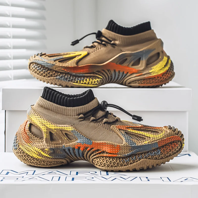 Men's Shoes New Breathable Mesh Sports Shoes Trendy One Foot Casual Thick Soled Sports Shoes Dad Shoes