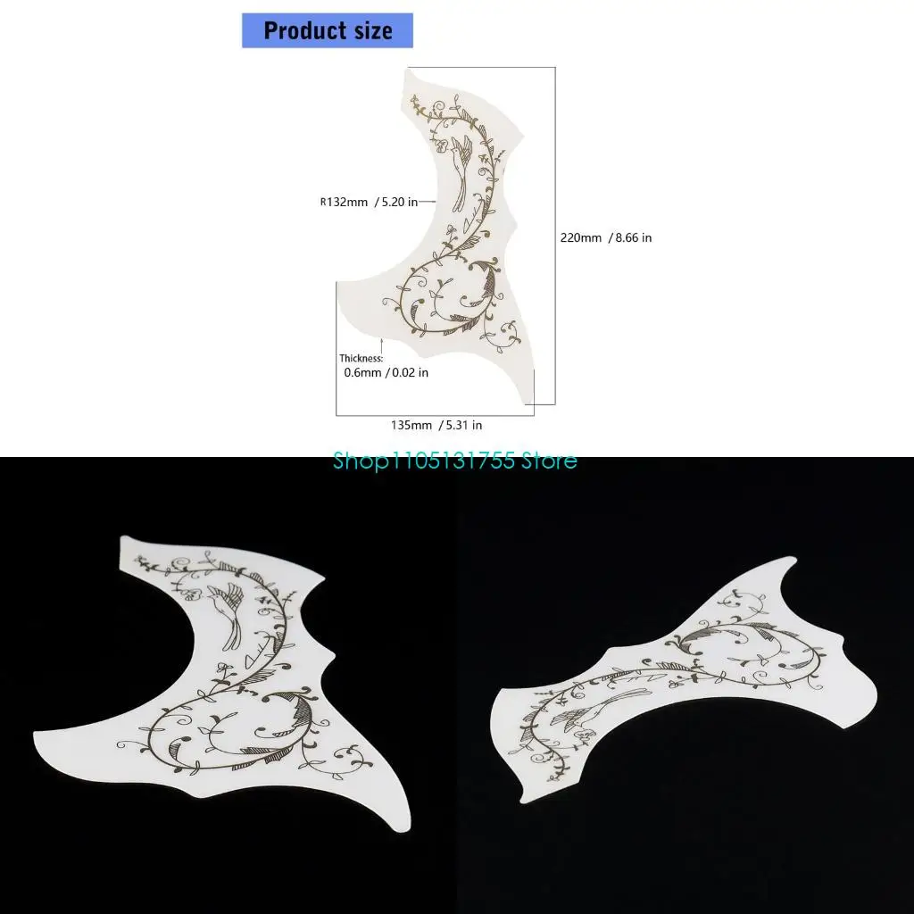 

K0EF Acoustic Guitar Protective Film Floral PVC Material Easy Installation Pickguard