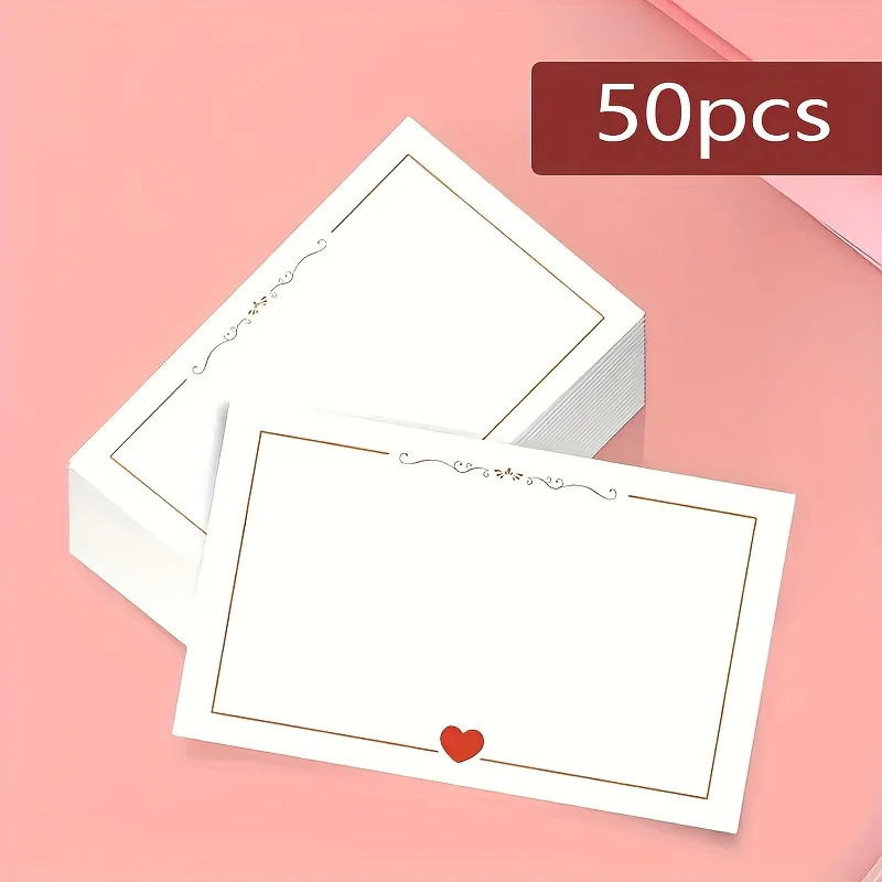 50 قطعة من البطاقات الفارغة على شكل قلب، بطاقات الجيب لحفلات الزفاف، أعياد الميلاد، الذكرى السنوية، العطلات، بطاقات الهدايا، بطاقات الرسائل