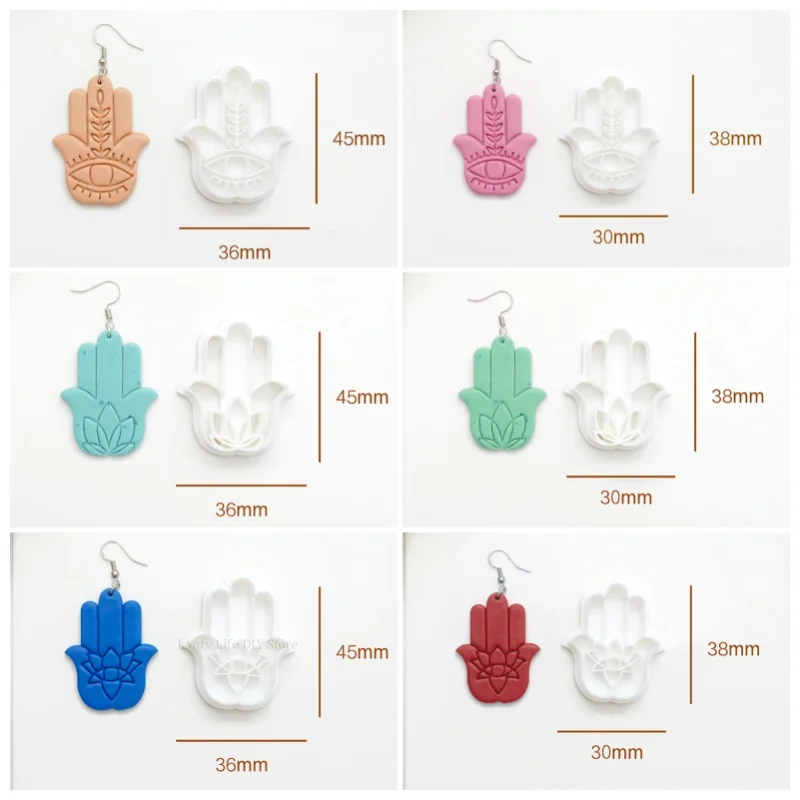 Lotus Buddha Palm Polymer Clay Cutter Buddha Eye Soft Pottery Mold DIY Earrings Ceramic Pendant Cutting Modeling Pottery Tools