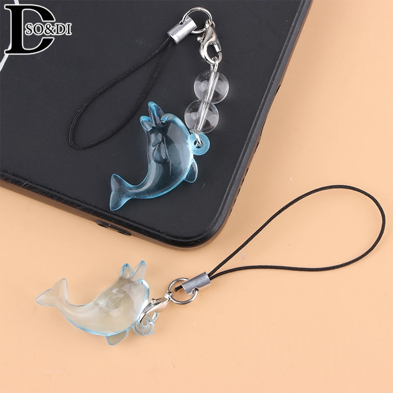 Cute Dolphin Phone Charm Lanyard Y2K Simple Ocean Animal Theme Mobile Phone Chain Cell Phone Keychain Keycord Accessories
