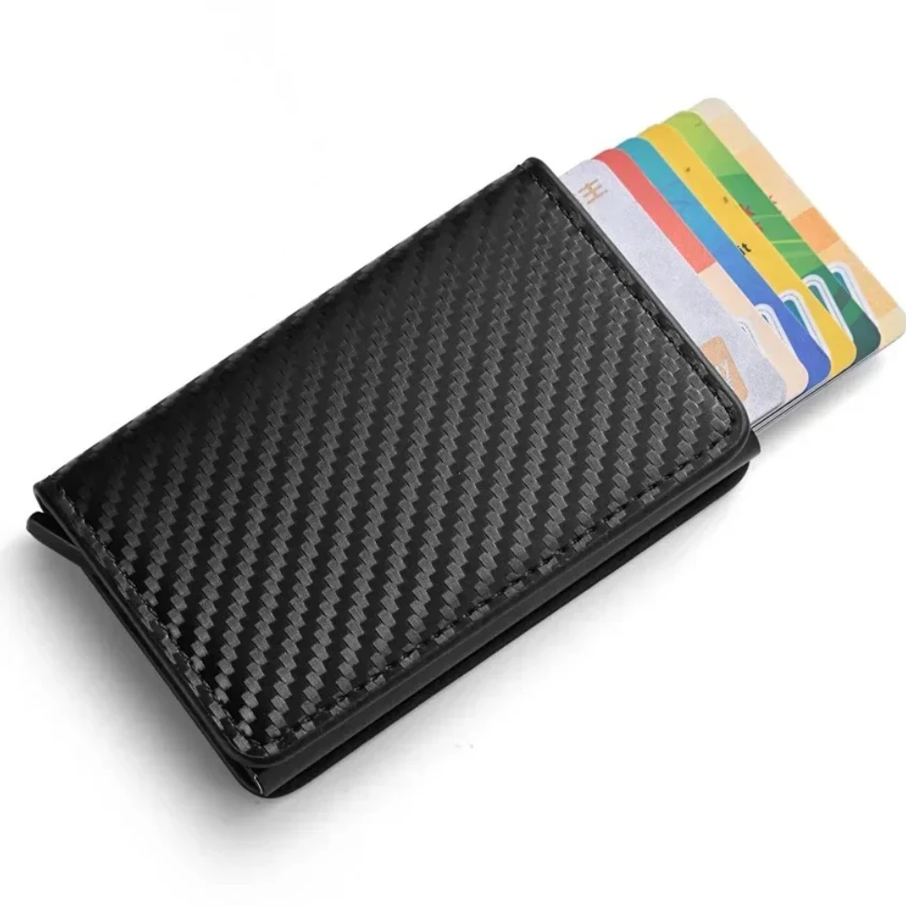 Carteira masculina mágica anti rfid de alumínio fina, porta cartão de crédito, mini carteira automática pop up para cartão bancário, capa protetora