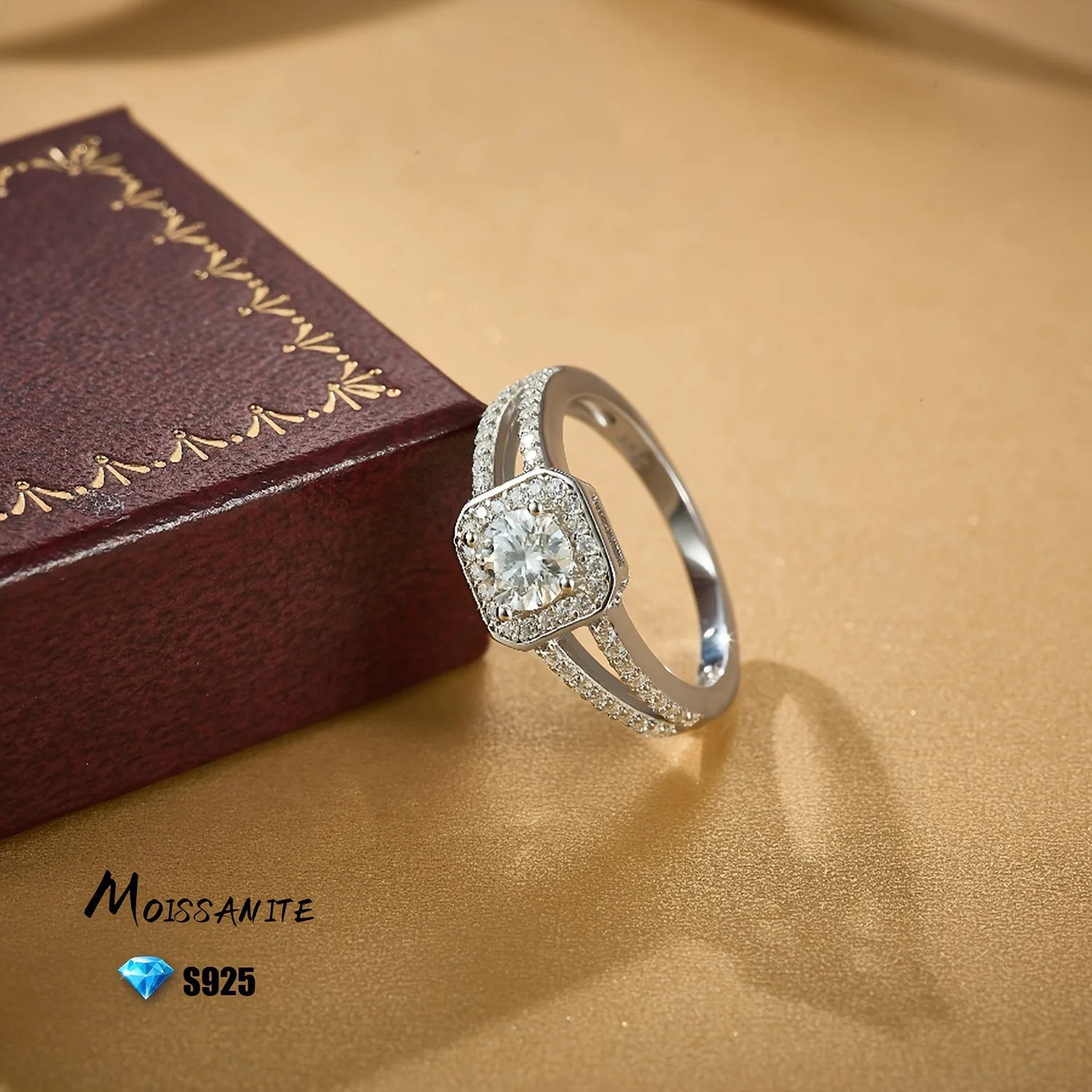 

0.5ct Moissanite Engagement Ring 935 Sterling Silver Round Brilliant Cut Moissanite Wedding Rings with Gra Certificate