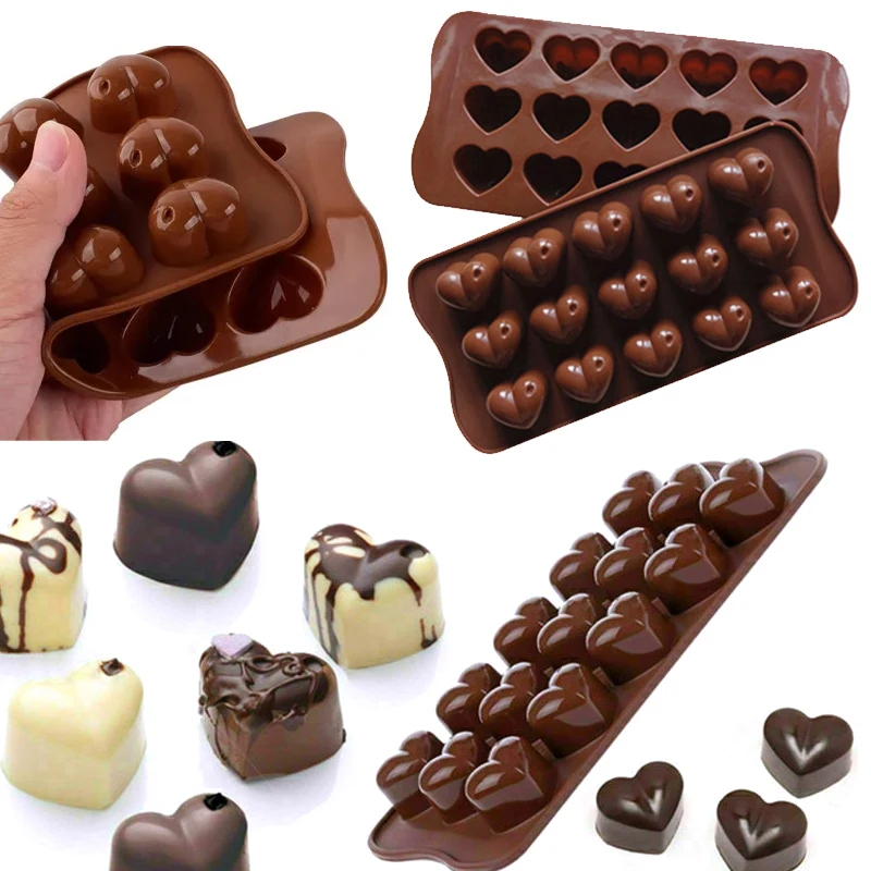 New Heart Shape Silicone Chocolate Mould Truffle Valentine Jelly Ice Soap Candy Chocolate Candy Molds Baking Accessories Cake