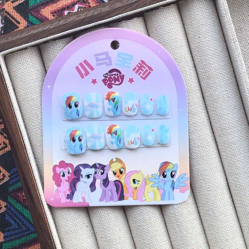 12 pièces mon petit poney enfants mignon dessin animé presse sur ongles 4-10 ans détachable ongles Patch faux ongles filles cadeaux d'anniversaire