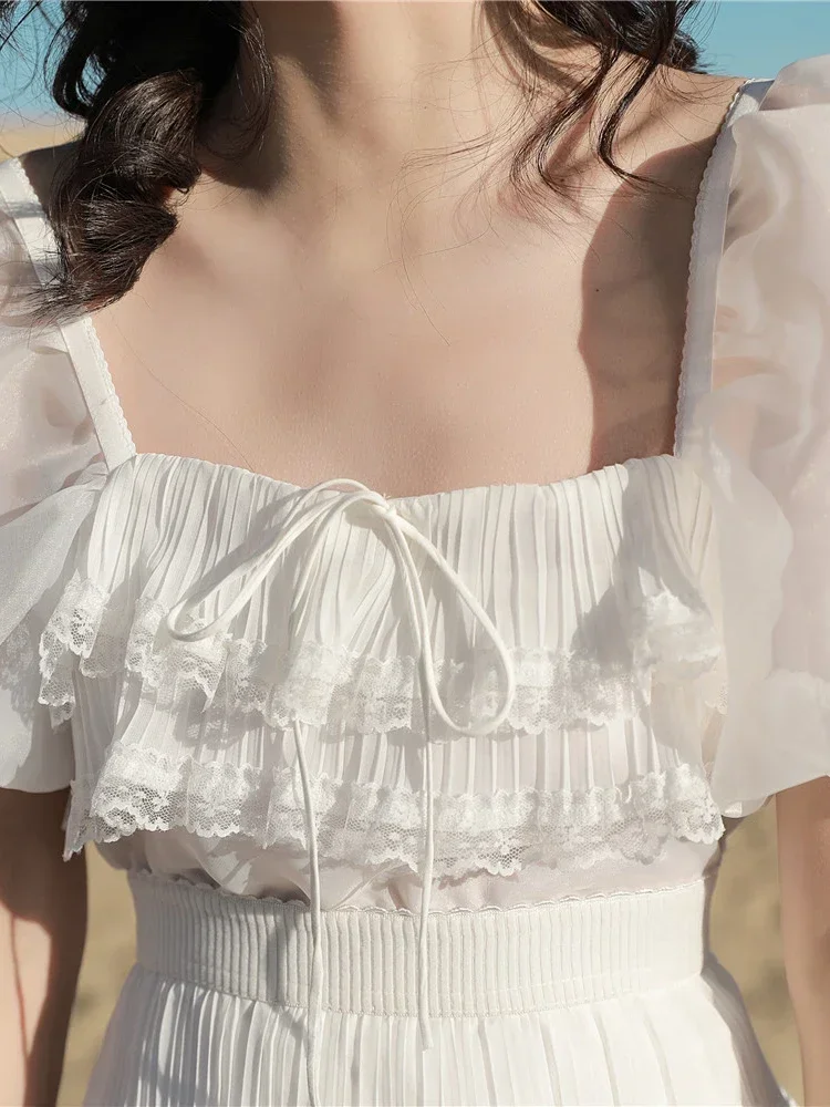 Gypsylady renda malha chique mini vestido branco sem costas laço verão vestido feminino em camadas férias sexy festa senhoras vestido