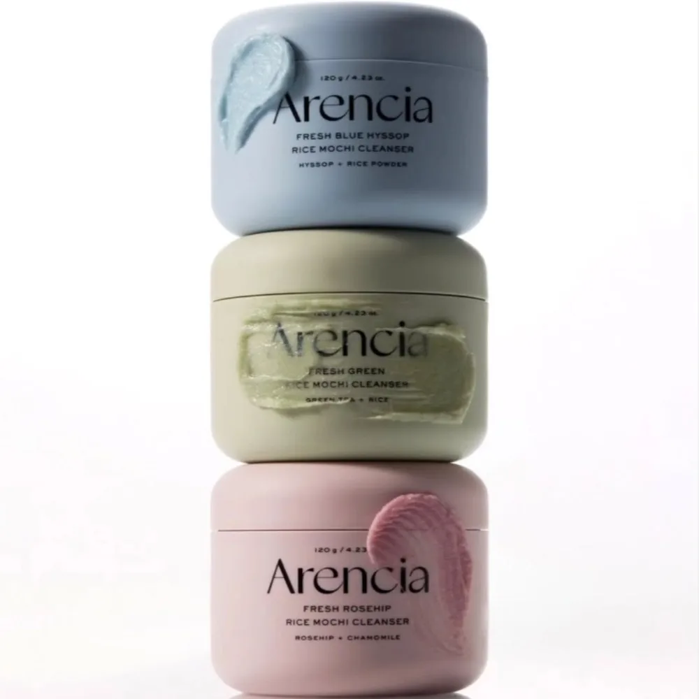 Limpiador Facial Arencia Fresh Rice Mochi 120g con Hidrostato Azul, Té Verde, Rosa Mosqueta y Manzanilla, Limpieza Profunda Suave e Hidratante para una Piel Blanca