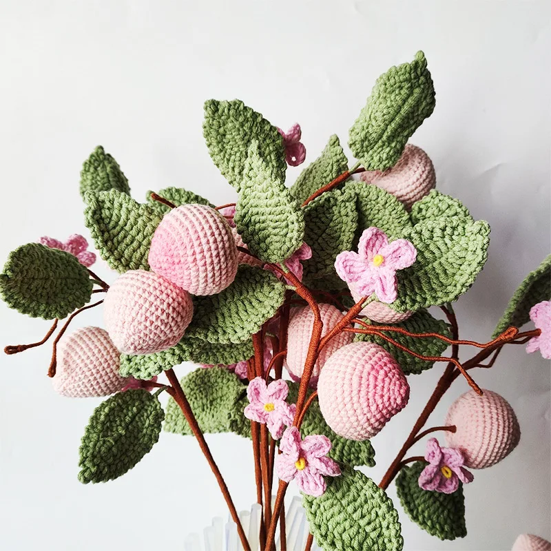 Hand-Woven Peach Bouquet, Fake Flower, DIY Simulation, Home Decoration, Finished Product