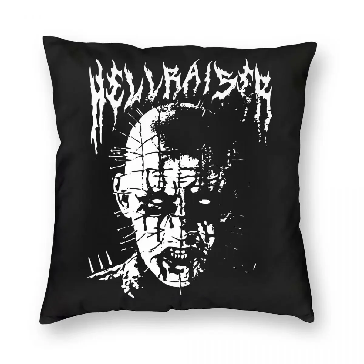 Black Metal Pinhead Hellraiser Pillowcase Printing Cushion Cover Decoration Halloween Horror Movie Throw Pillow Case Cover Home