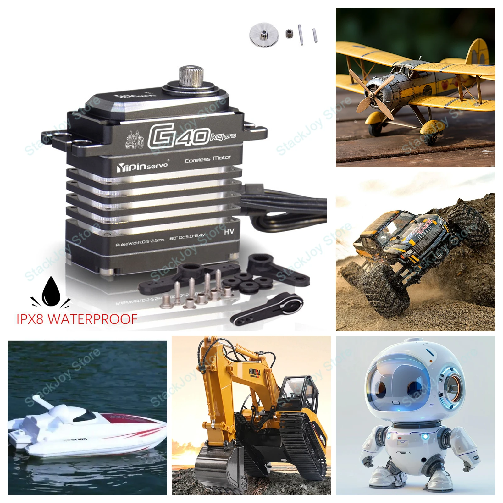 40KG Digital Servo Coreless Motor High Torque Metal Gear Steering Servo Compatible with Xmaxx Crawlers Heavy Duty RC Cars