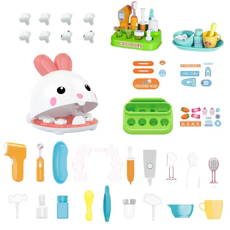 

Dentist Toy Set Adorable Rabbit Educational Dentist Kit Creative Kids Dentist Play Set For Children STEM Education Christmas