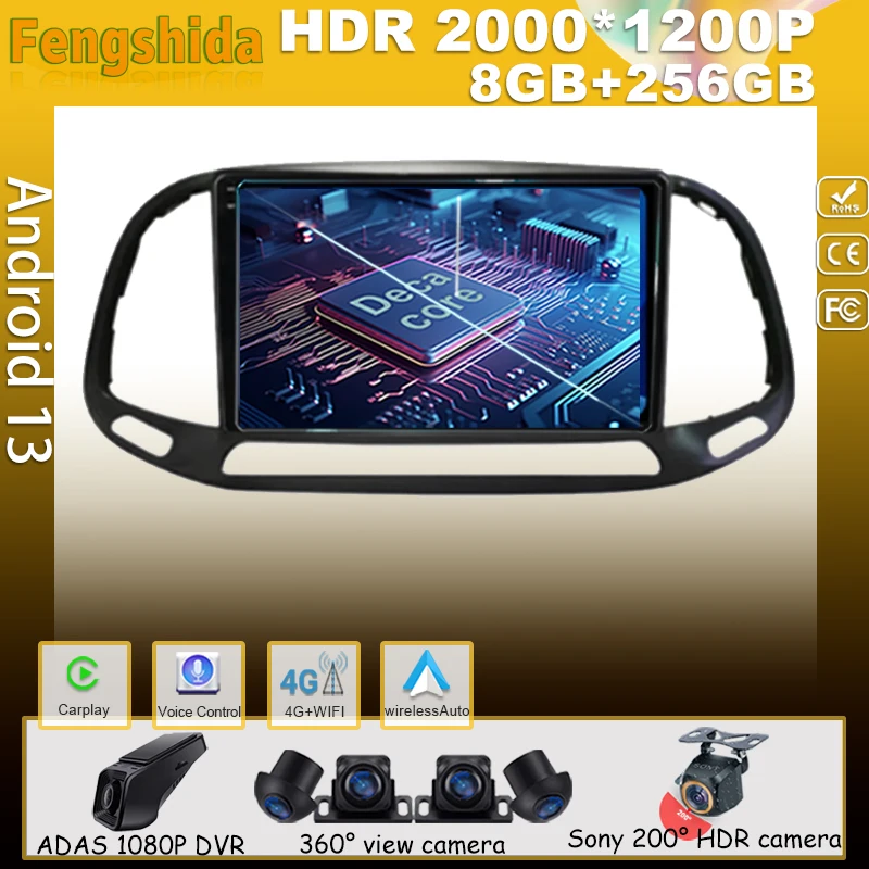 

Carplay Android For Fiat Doblo 2015 - 2020 Auto Radio Multimedia No 2din Player High-performance Stereo Video Cam Touchscreen