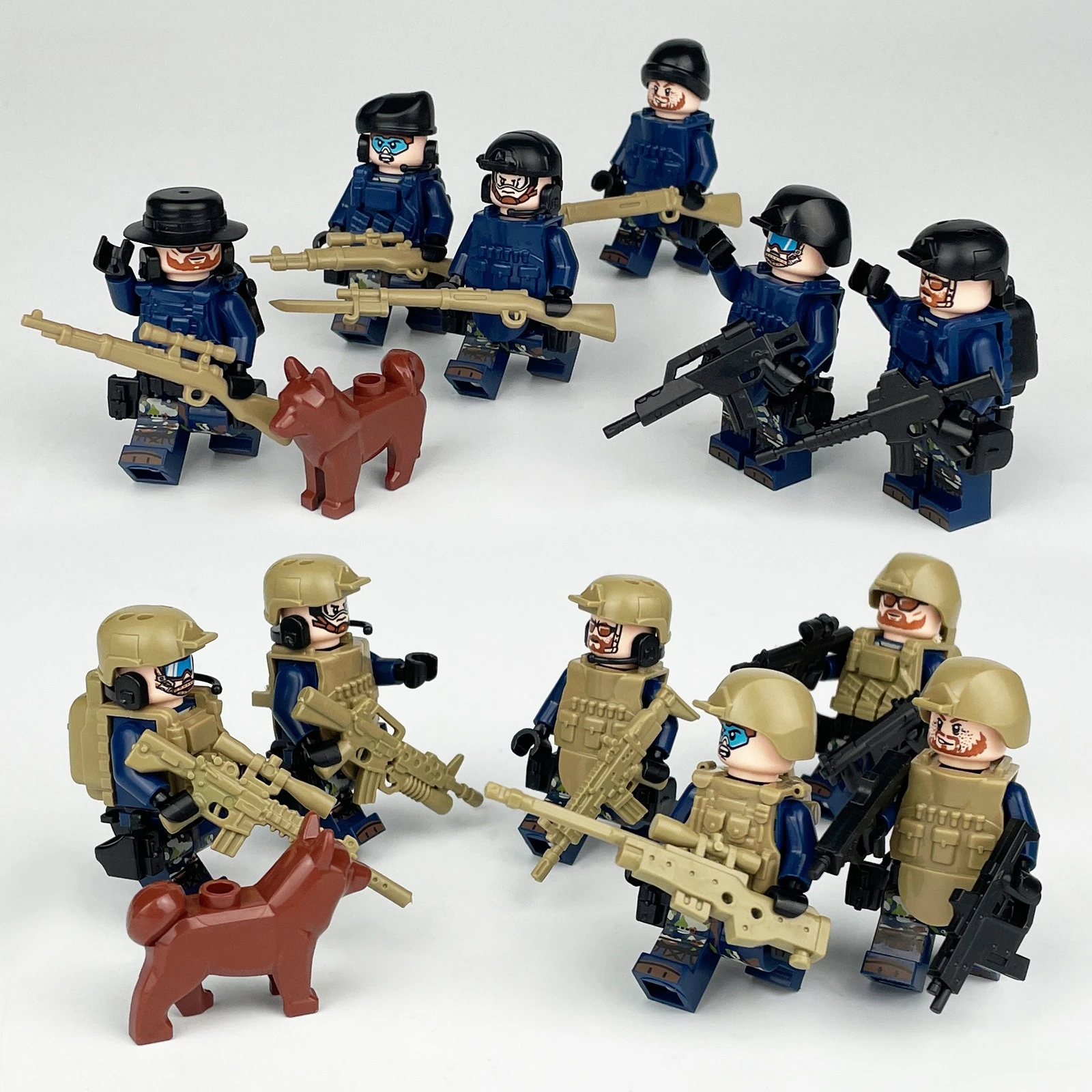 Militär Gegen Terrorismus Polizei Kraft Set DIY Action Puppe Pistole Zubehör Bausteine Kinder Militär Fans Spiel