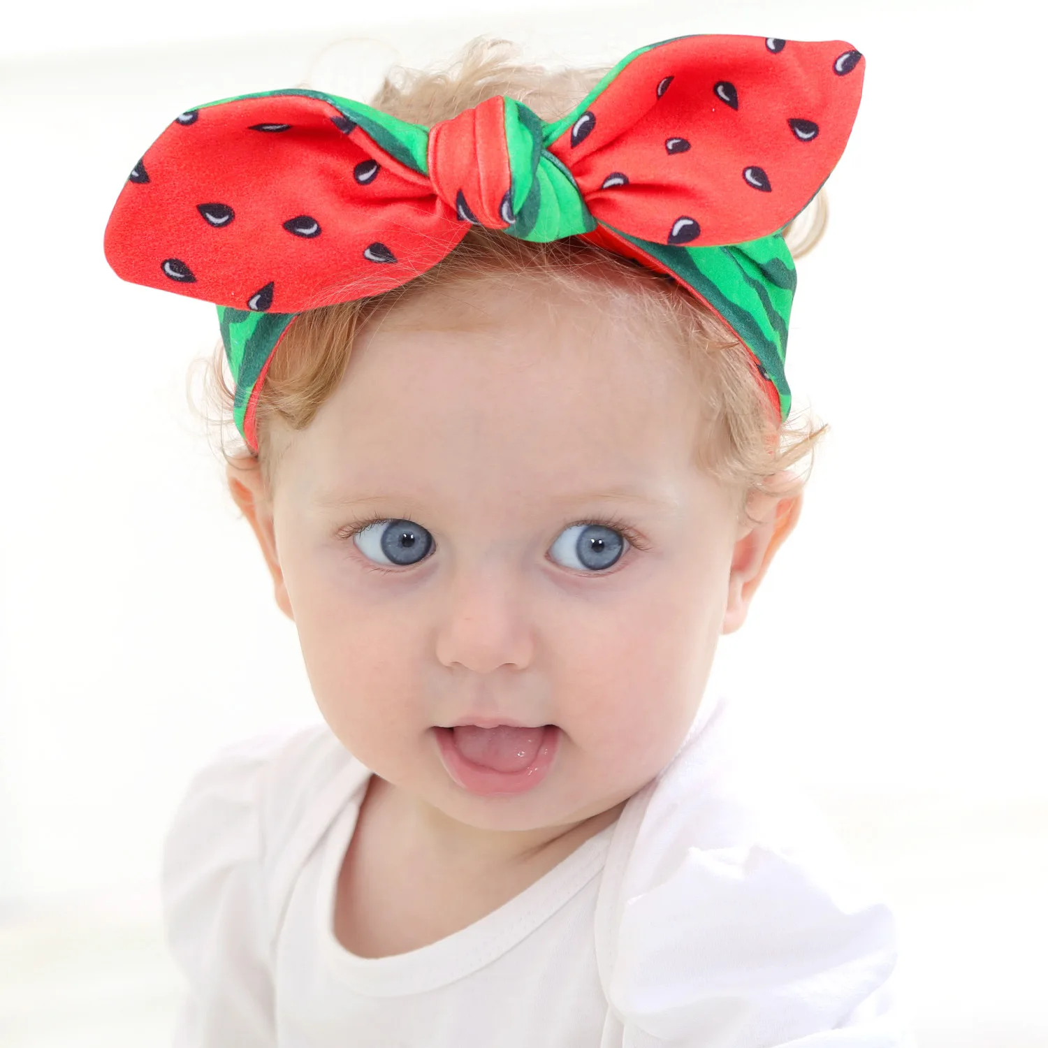 2pcs/lot Rabbit Ears Baby Girl Headband Elastic Girl Hairband Watermelon Prints Newborn Baby Bow Headbands Hair Accessories