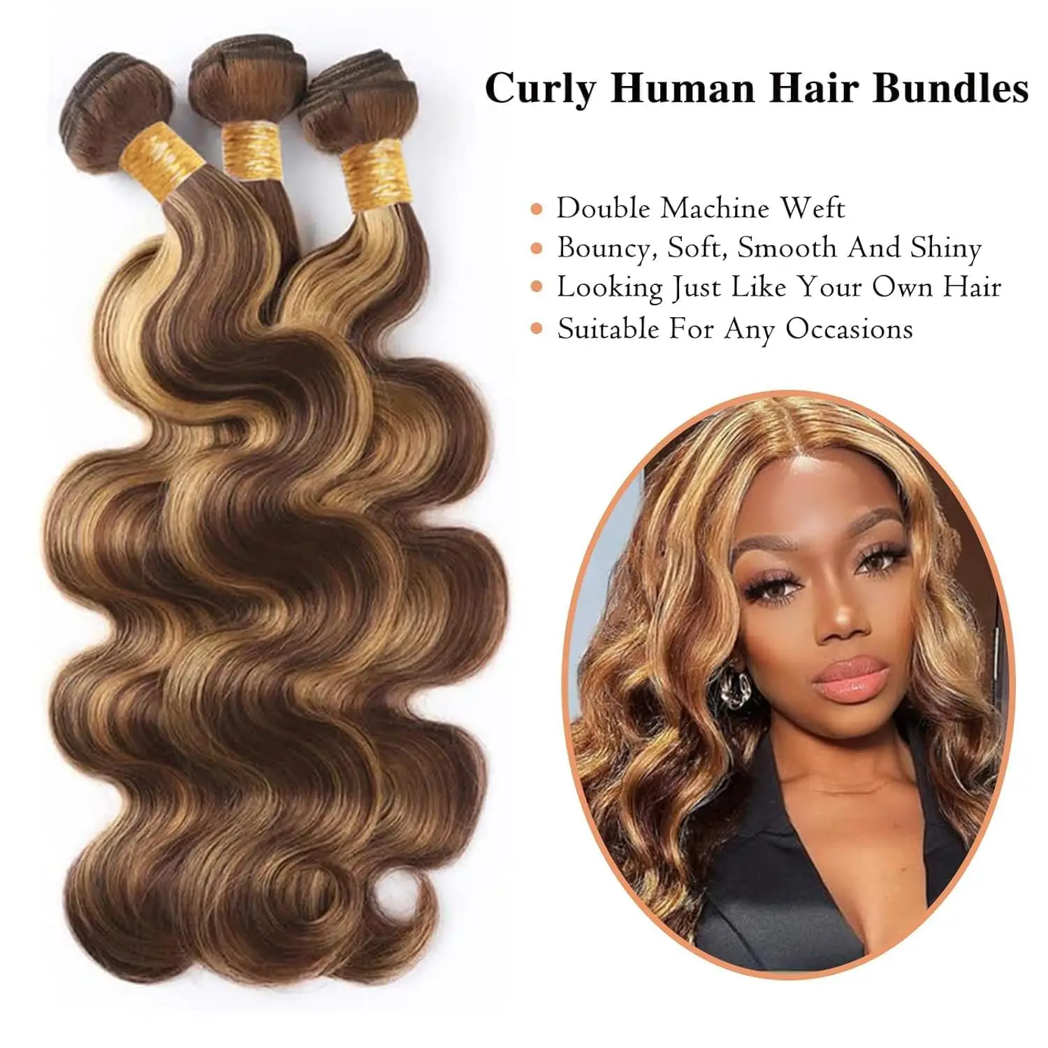 Highlight Body Wave Human Hair Bundle P4/27 บราซิล Remy Human Hair Bundles 32 นิ้วมนุษย์ผมรวมกลุ่ม Body Wave ผม