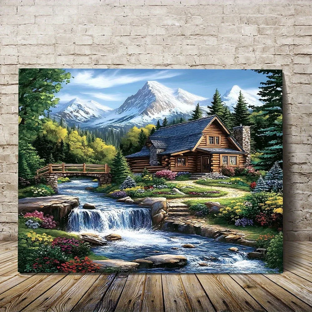 500/1000/1200/2000 Teile Puzzles für Erwachsene, Wasserfall- und Holzbrücken-Landschafts-Puzzles, Lernspiele, Heimdekoration, Geschenke