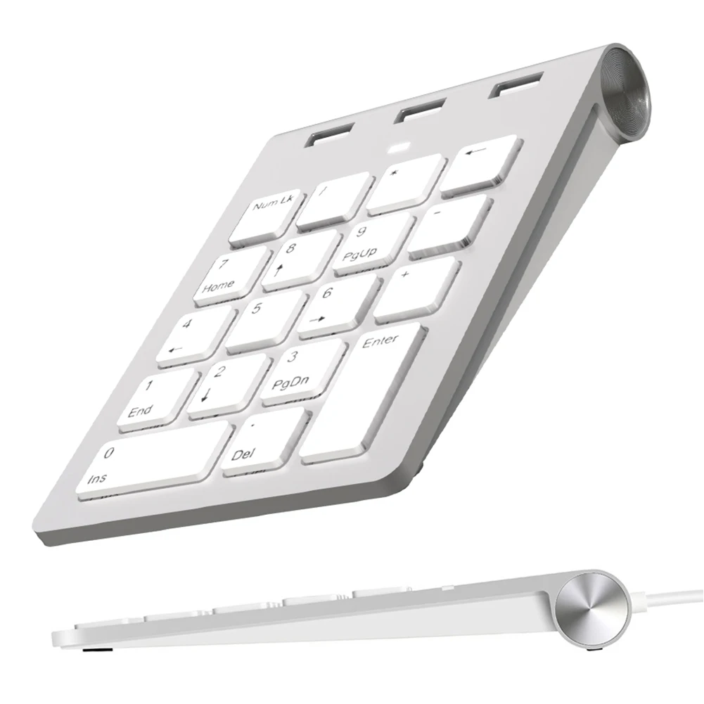 

USB & Type C Wired Mini Numeric Keypad with 3 USB2.0 Port Hub 18 Keys Number Keypad External Keypad for Bank Accounting Teller