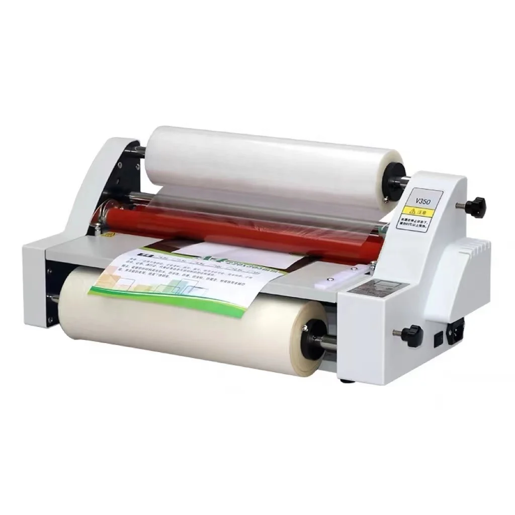 350mm Hot sell double sides adjustable speed manual A4 hot cold lamination laminator machine DX-V350