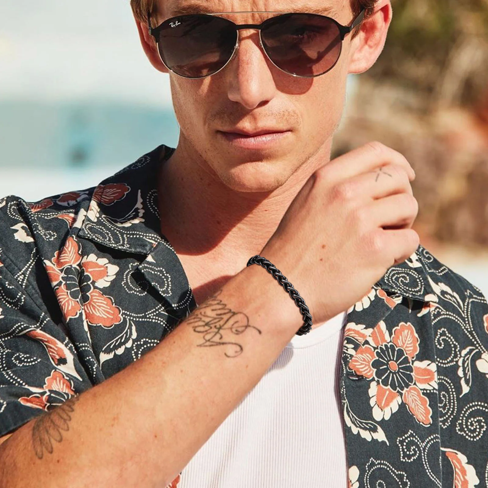 Браслет-цепочка Vnox мужской круглый, из нержавеющей стали