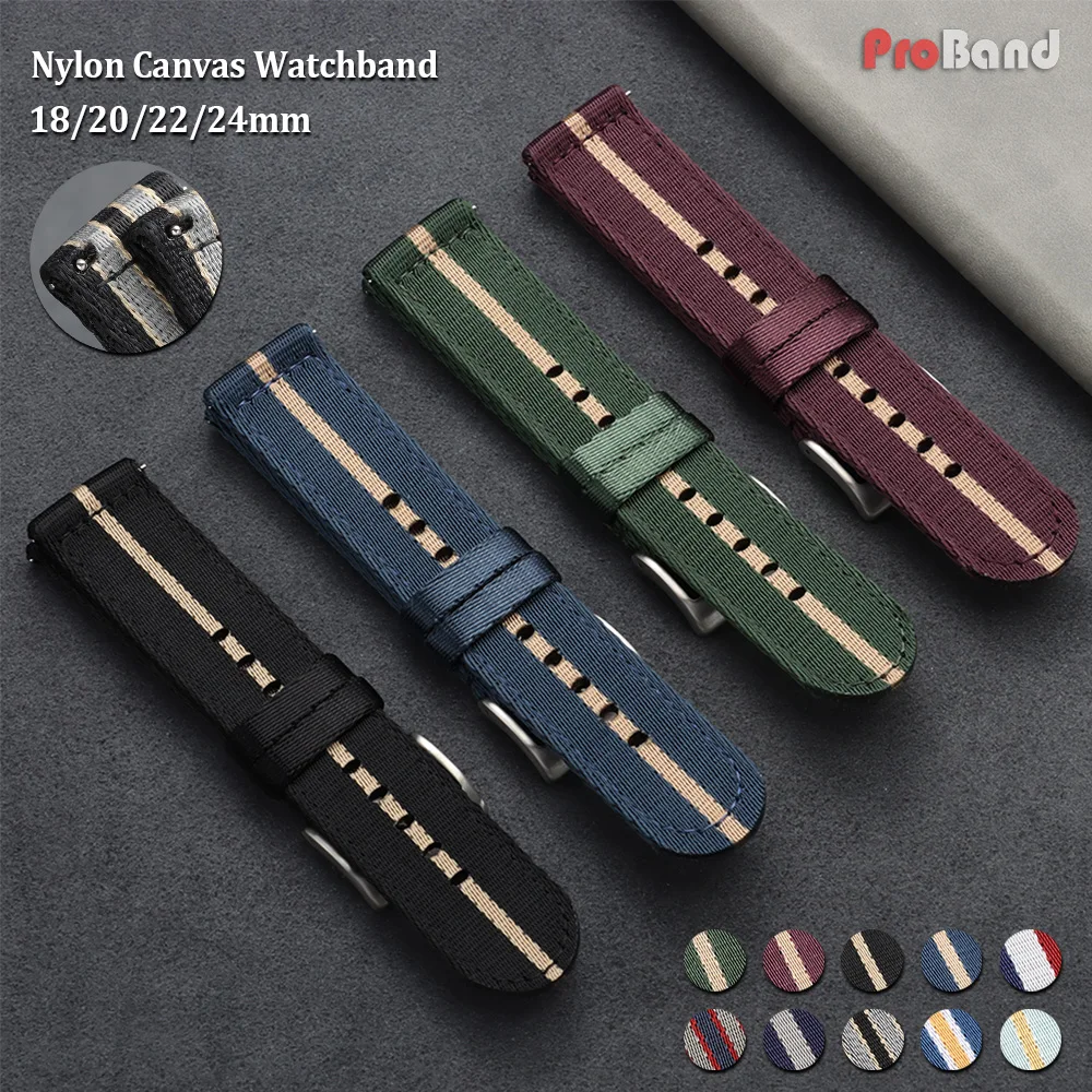 18mm 20mm 22mm 24mm Nylon Watch Strap for Tudor for Omega for Seiko Watchband Woven Canvas Band Men Sport Quick Release Bracelet