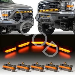 2021 F150 Grills Led Singal Lights Fit For 2021 2022 2023 F-150 F150 Yellow Day Light Grille Led Fog Lights