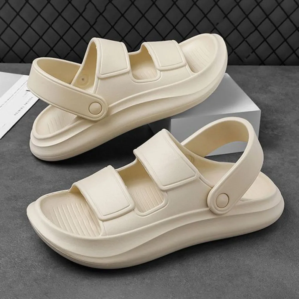 

Fashion Anti Slip EVA Flats Slippers Open-toe Anti Odor Platform Slides Sandals Beachwear Shoes Slippers for Men Bathroom
