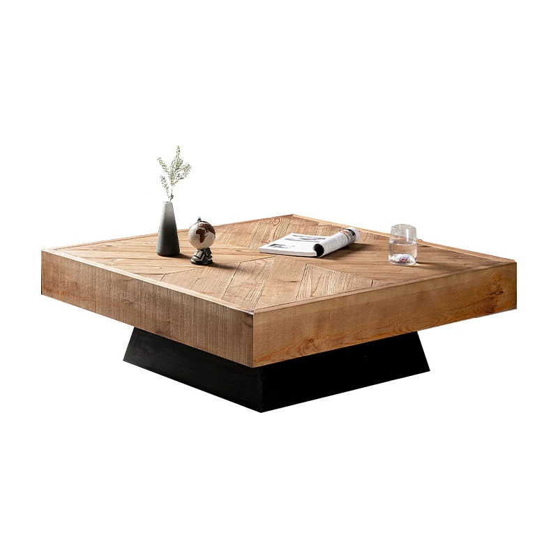 

Modern simple living room coffee table, household all solid wood tea table tea table Nordic log square