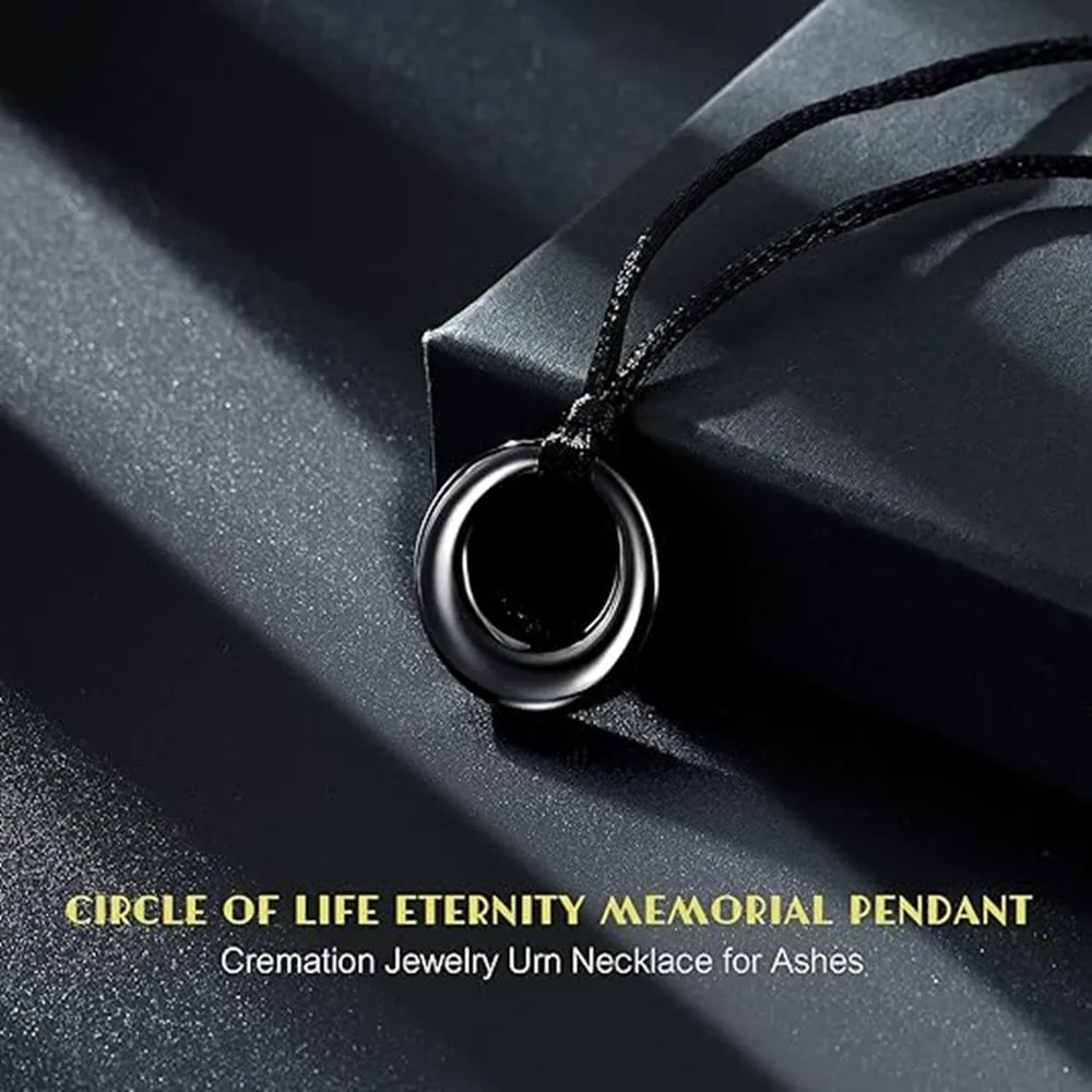 Urnen-Halskette für Asche für Damen und Herren, Kreis des Lebens, Ewigkeit, Gedenk-Anhänger, Ascheschmuck – Detail 3