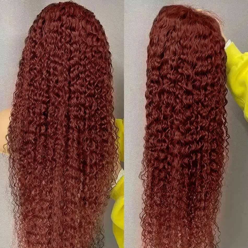 Brazilian 200 Density 30 Inch Reddish Brown 13x4 Lace Front Human Hair Curly Deep Wave 13x6 Lace Frontal Wig For Black Women