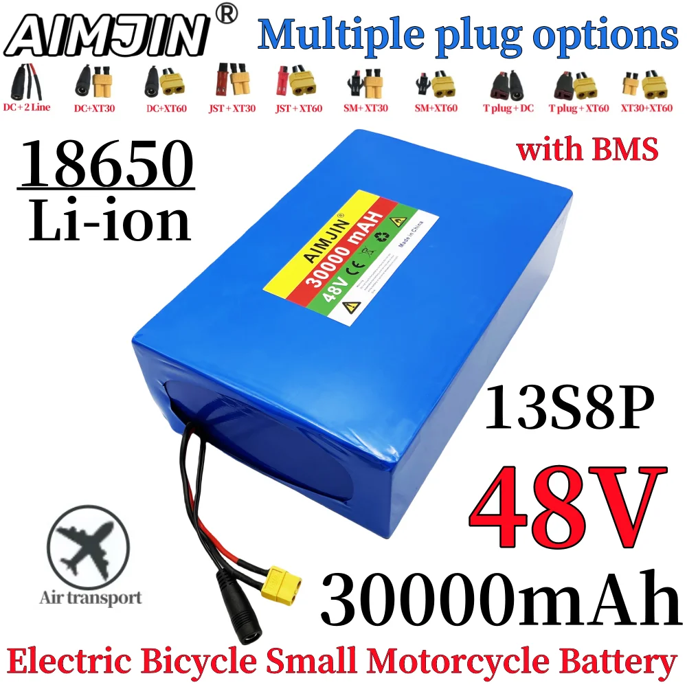 

High-power 13S8P 48V 30Ah 18650 lithium battery pack 2000W for Electric Bicycles Scooters Small Motorcycl built-in 50A with BMS