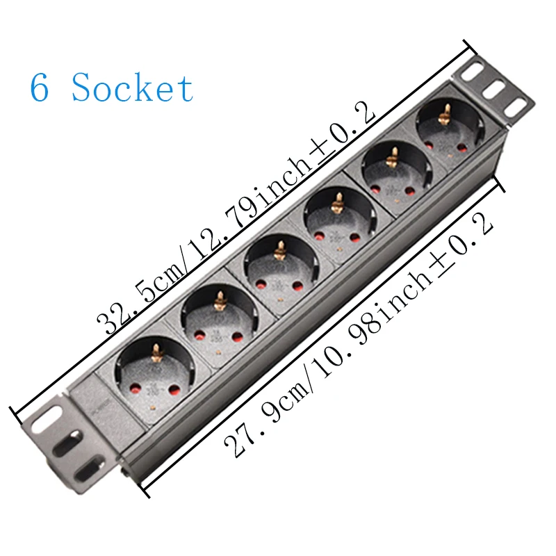 Stekkerdoos Aluminium behuizing 2/4/6/8 Eenheid Duitse uitgang 2M verlengsnoer Geen schakelaar Hoge kwaliteit thuiskantoor stopcontact
