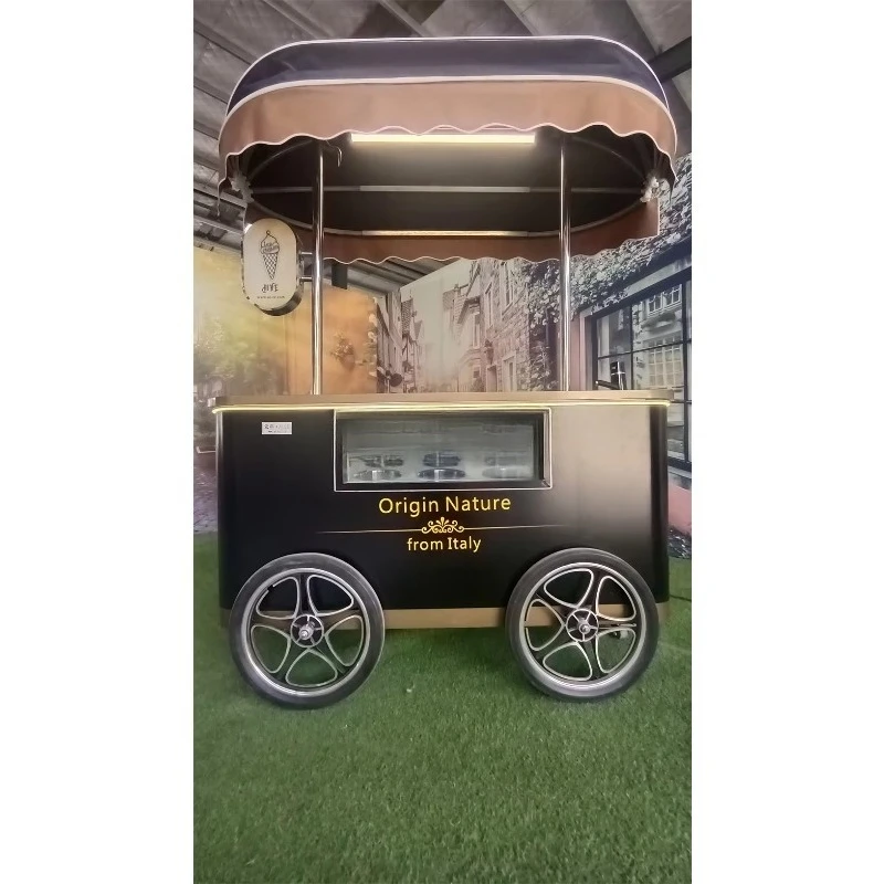 Outdoor Gelato Ice Cream Food Bike Food Hand Push Vending Truck Ice Cream Cart Customized