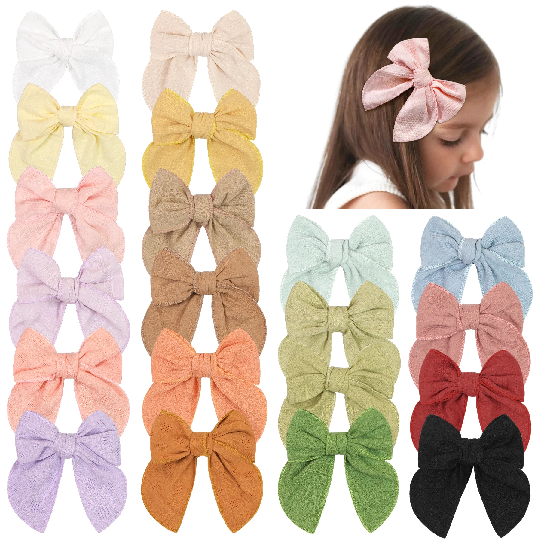 

4Pcs 5Inch Girls Women Linen printing Bow Hair Clips Big Sailor Bow Barrettes Baby Kids Hairgrips Hair Bow Accessories Headwear