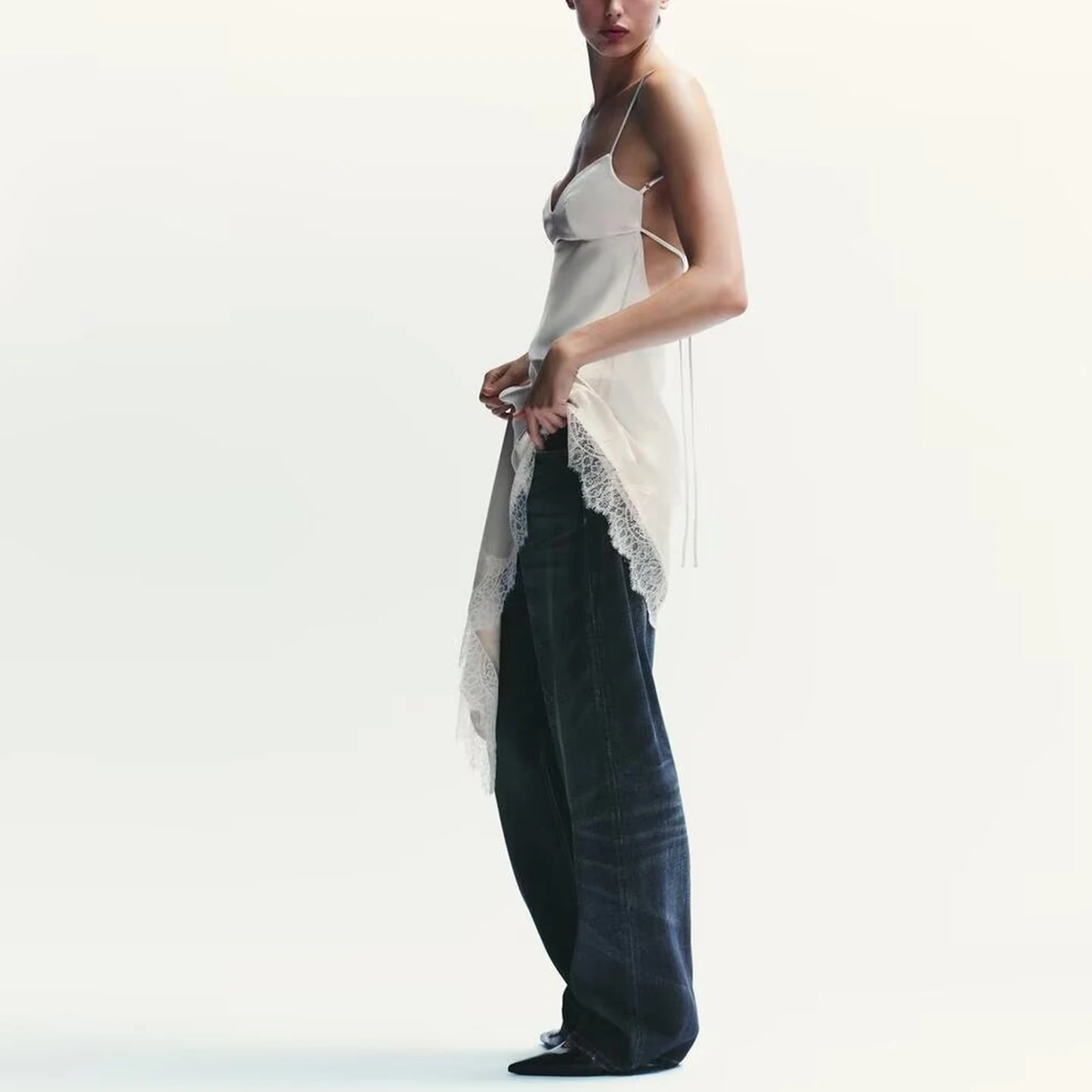 Z 2025 nouvelle dentelle soie Satin sensation Dr Ele robe pour femme 477224 Svel usage quotidien tissu de luxe