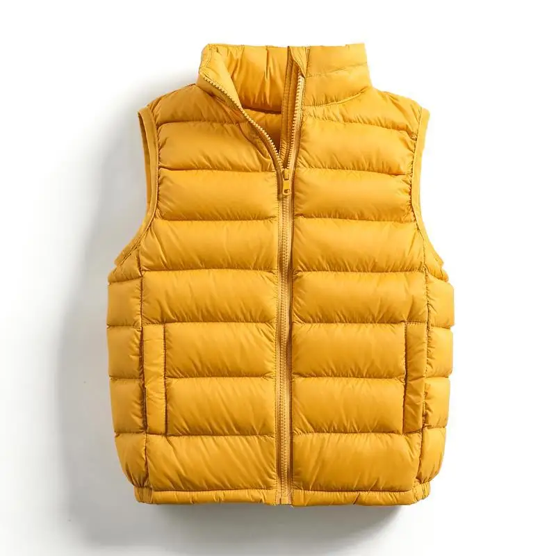 Children Ultra Light 90% White Duck Down Vests 3 To 5 12 14 Years Girls Liner Thin Warm Waistcoats for 0-10℃ Boys Kids&nbsp