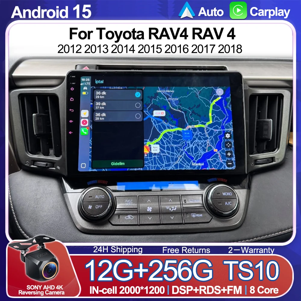 

Car Radio Multimedia Player For Toyota RAV4 RAV 4 2012 2013 2014 2015 2016 2017 2018 Android 15 Auto Wireless Carplay Car Stereo