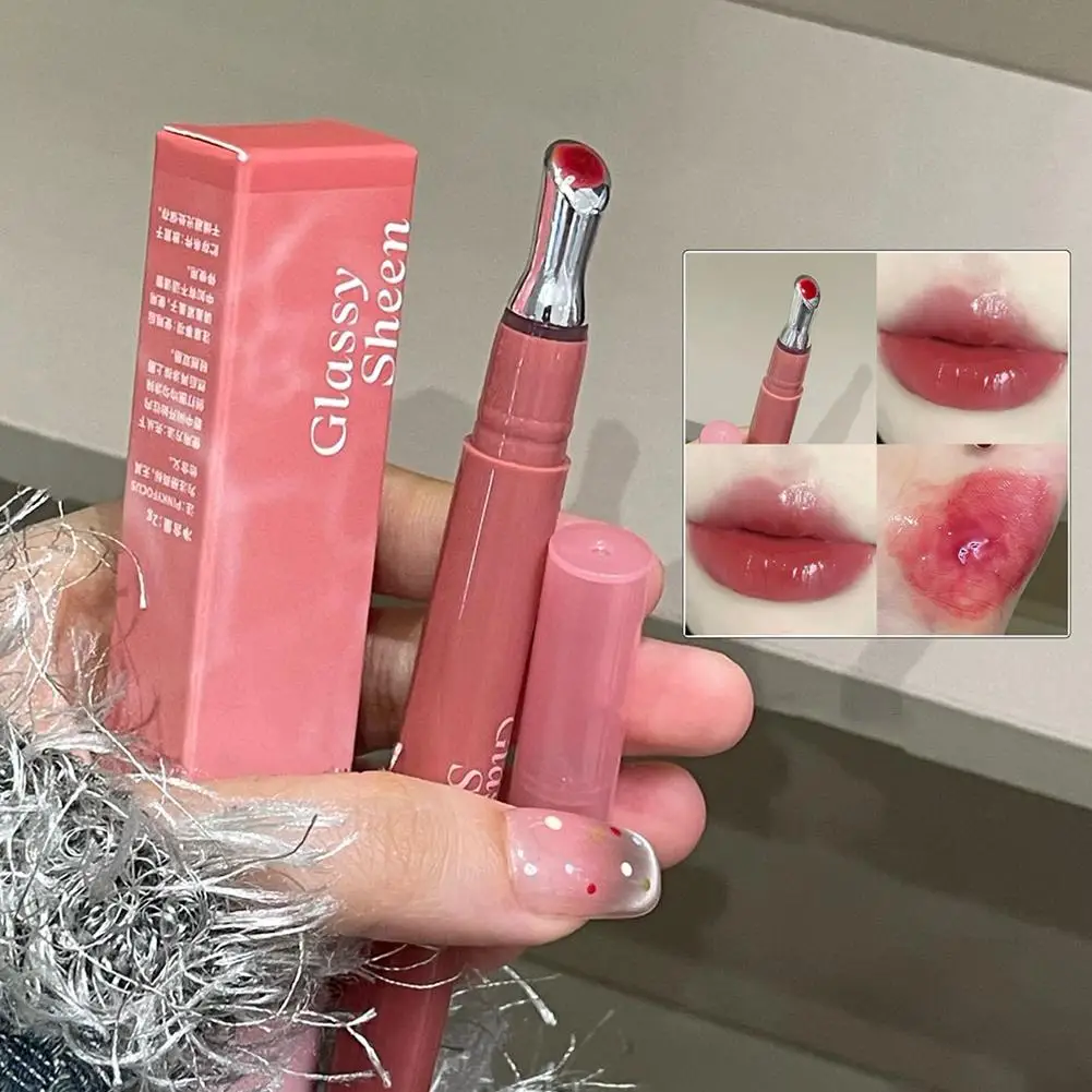 Mirror Watery Lip Gloss Iron Brush Head Jelly Lipgloss Moisturizing Lip Tint Lipstick Nature Nude Lips Makeup Cosmetics - view 3