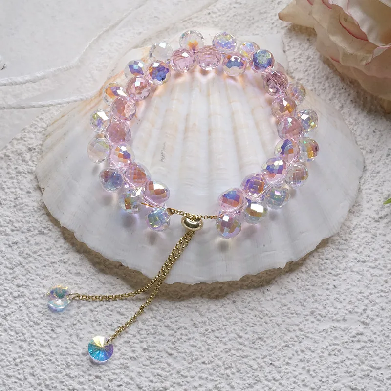 Summer New Braided Crystal Charm Bracelet for Women Fashion Exquisite Adjustable Cuff Bracelet Party Jewelry Anniversary Gift